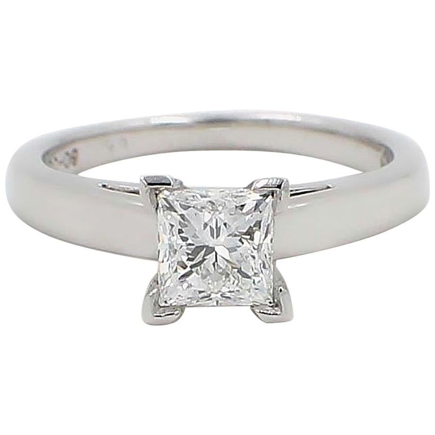 Leo Diamond Princess Cut 1.01 CT D VS1 Solitaire Engagement Ring 14K White Gold For Sale