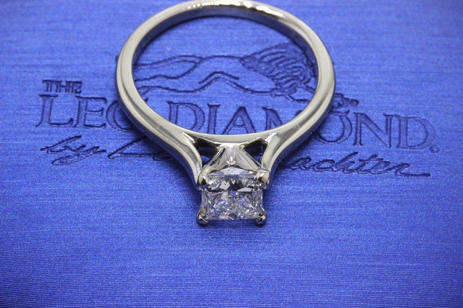 Leo Diamond Princess Cut Solitaire Ring 1.00 Carat G SI2 14 Karat White Gold For Sale 2
