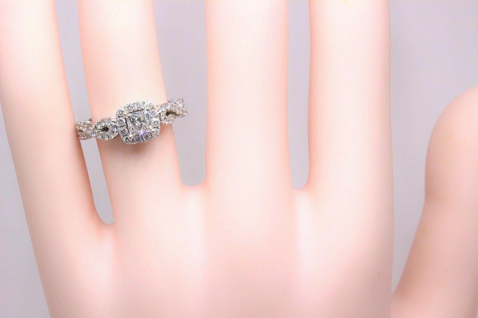 Leo Diamond Ring Princess Cut 1.08 Cts I SI2 14k White Gold Certificate 4