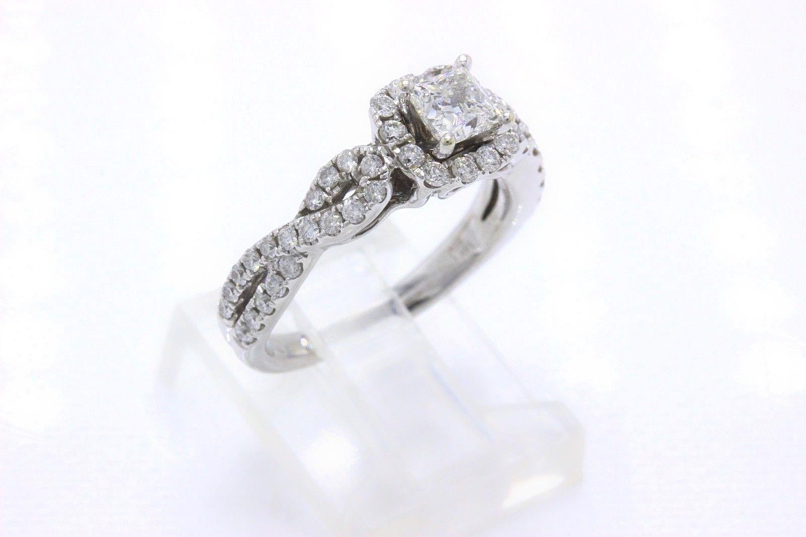 Women's Leo Diamond Ring Princess Cut 1.08 Cts I SI2 14k White Gold Certificate