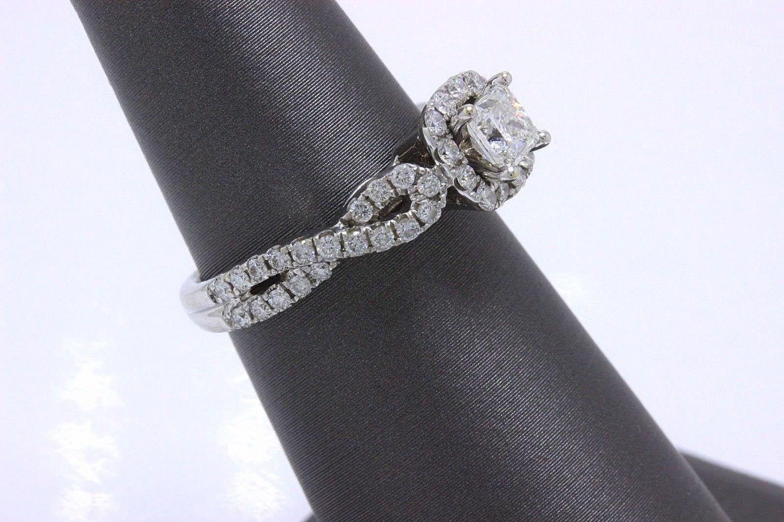 Leo Diamond Ring Princess Cut 1.08 Cts I SI2 14k White Gold Certificate 2