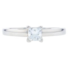 LEO Diamond Ring White Gold and Platinum, 14 Karat LEO Princess .53 Carat