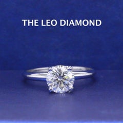 Leo Diamond Round Brilliant Solitaire Engagement Ring 1.00 CTS H SI1 14K W G