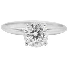 Used  Leo Diamond Round Brilliant Solitaire Engagement Ring 1.00 CTS H SI1 14K W G