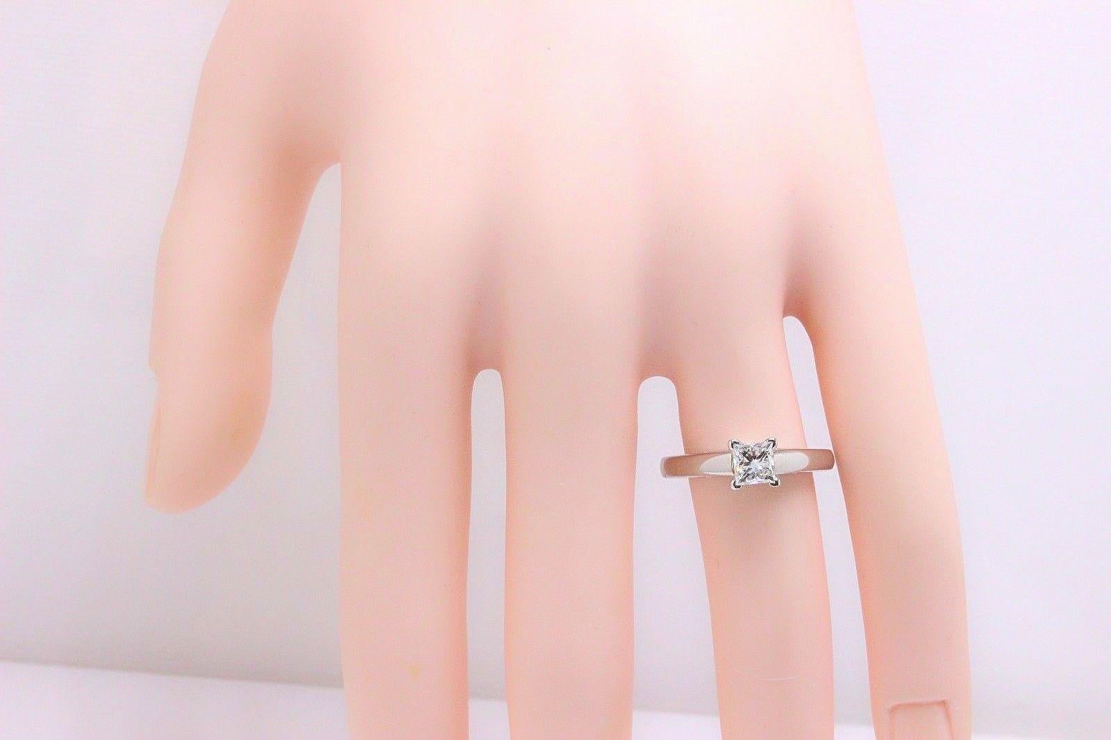 Leo Diamond Solitaire Engagement Ring Princess Cut 0.71ct H I1 14 Karat Gold For Sale 5
