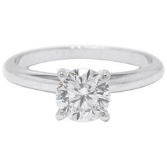 Leo Diamond Solitaire Engagement Ring Round Cut 1.02 CTS I SI2 14K White Gold