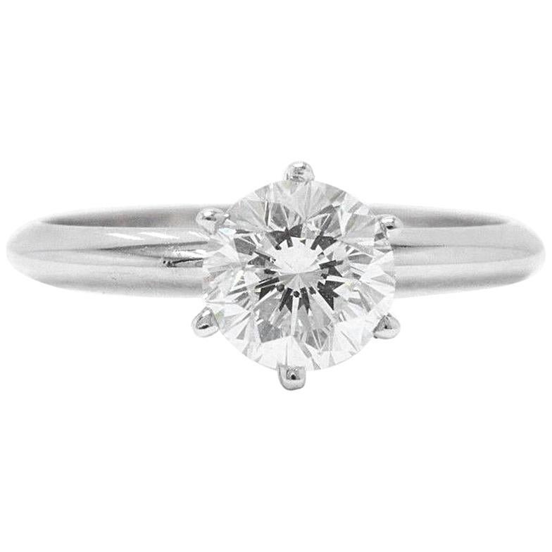 Leo Diamond Solitaire Engagement Ring Round Cut 1.05 CTS H SI1 14K White Gold For Sale