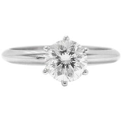 Leo Diamond Solitaire Engagement Ring Round Cut 1.05 CTS H SI1 14K White Gold