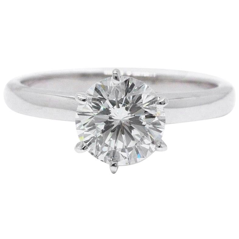 Leo Diamond Solitaire Engagement Ring Round Cut 1.64 CTS I SI1 14K White Gold For Sale