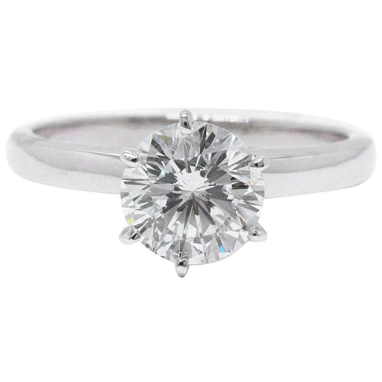 Leo Bague de fiançailles solitaire en or blanc 14 carats avec diamant taille ronde 1,64 carat CTS I SI1 en vente