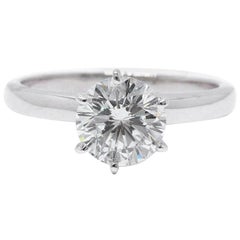 Leo Diamond Solitaire Engagement Ring Round Cut 1.64 CTS I SI1 14K White Gold