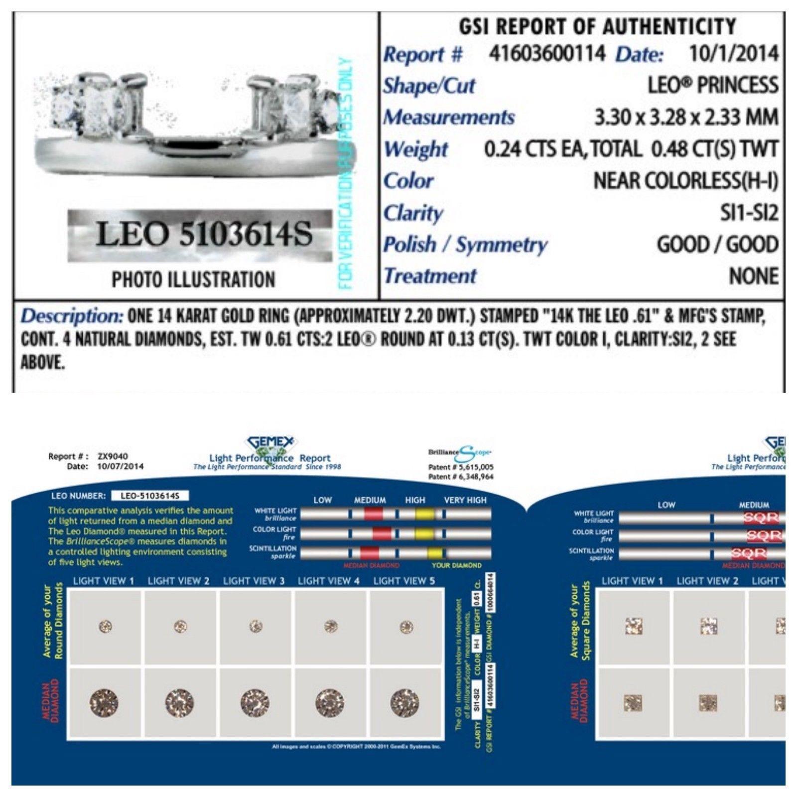 Leo Diamond Wedding Band Ring Princess 0.61 Carat Enhancer Insert 14