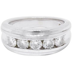 Leo Diamond Wedding Band Round Cuts 1.75 Carat I SI2 14 Karat White Gold