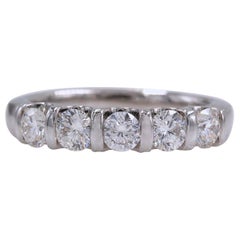 Leo Diamond Wedding Band Round Five-Stone 0.98 Carat 14 Karat White Gold