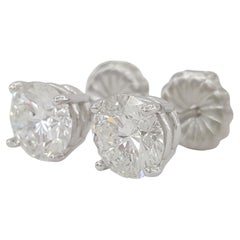 Leo Diamonds 2 Carat Round Cut Diamond White Gold Stud Earring