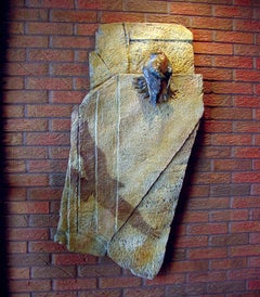 Awaiting the Arrival, 53" high bronze wall relief