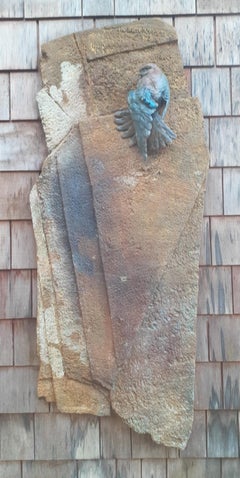 Awaiting the Arrival, 53" high bronze wall relief