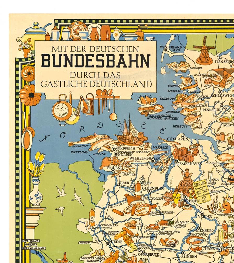 Original 'Bundesbahn durch das Gastliches Deutschland' vintage poster - Beige Figurative Print by Leo Faller