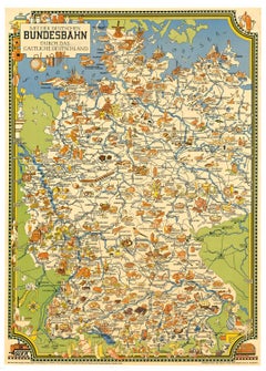 Original 'Bundesbahn durch das Gastliches Deutschland' Vintage poster