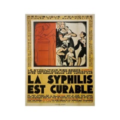 Antique 1926 Original Poster of the Ministry of Public Health - Medical - Syphilis