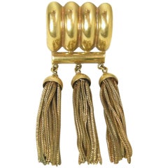 Leo Glass Triple Tassel Large Brooch, 1940s
