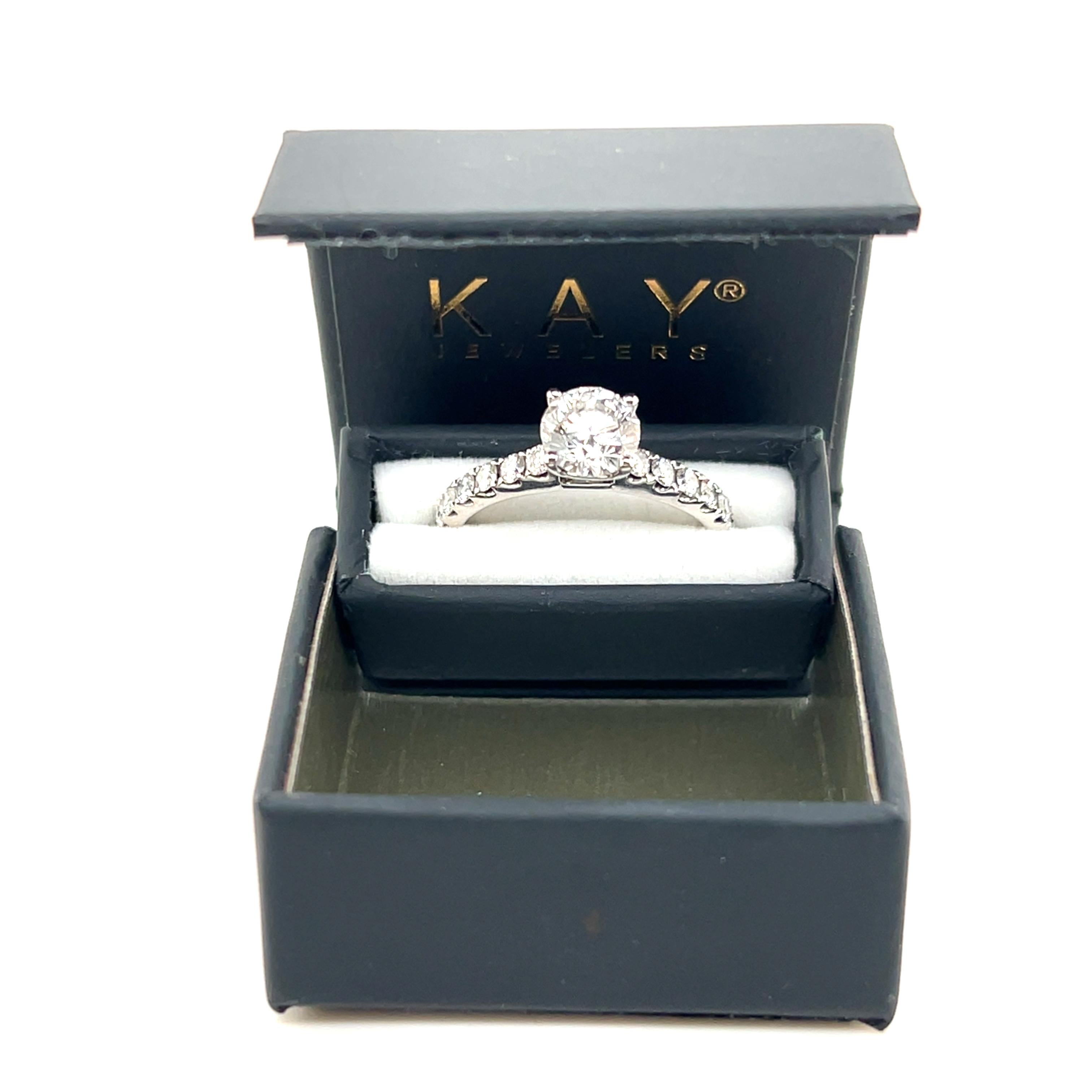 Leo GSI Certified 0.98 Carat Round Diamond 14k White Gold Engagement Ring in vendita 6