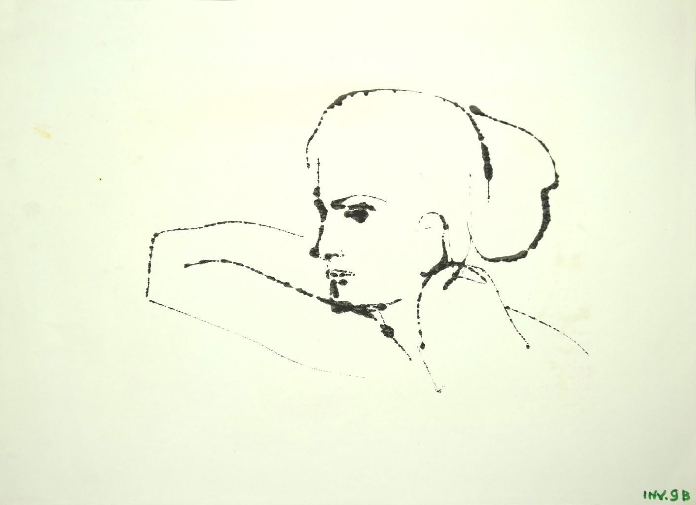 Figure -  Marker Drawing on Paper - 1970s