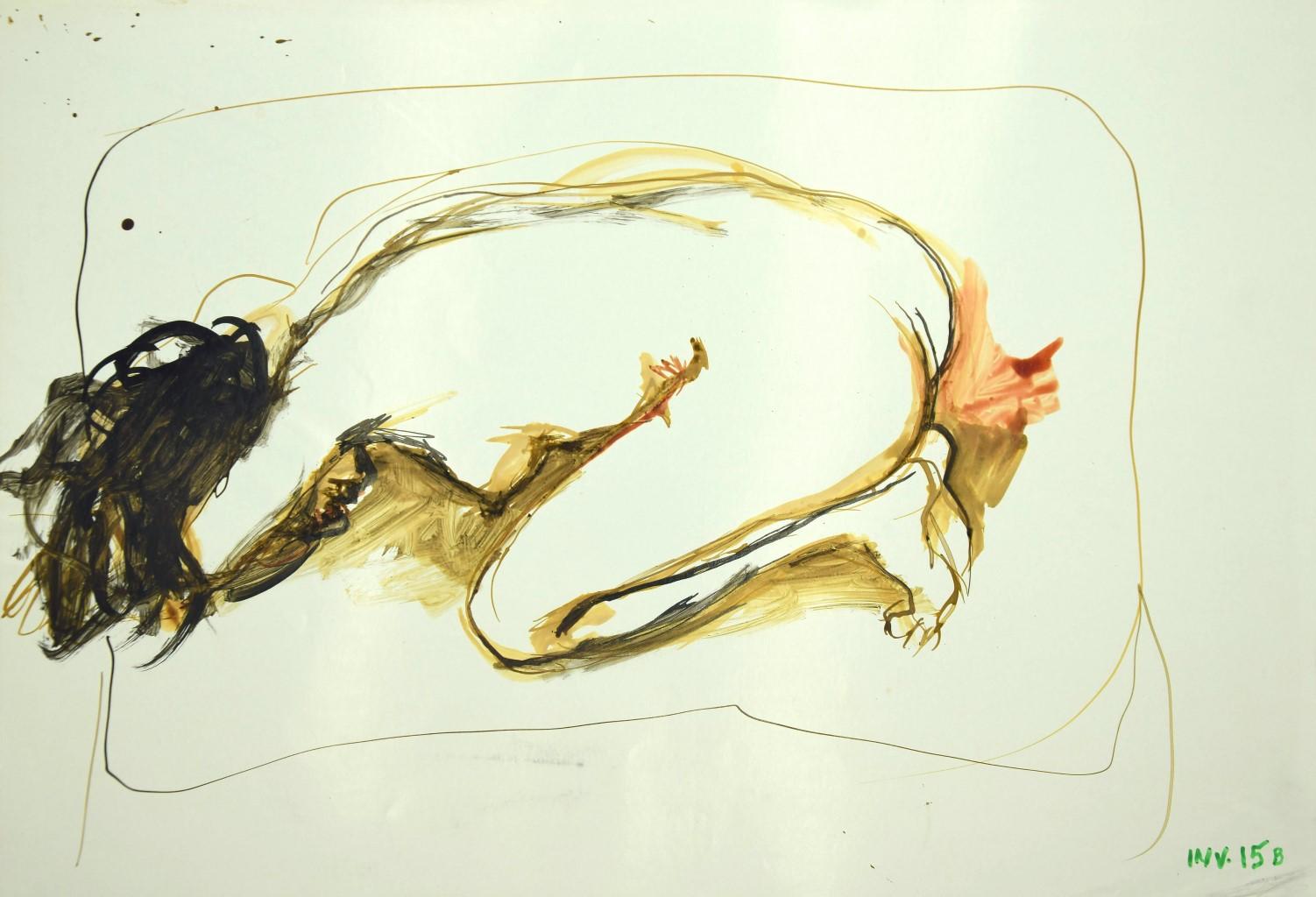 Nude - Mixed Media Drawing on Paper - 1970s - Mixed Media Art by Leo Guida
