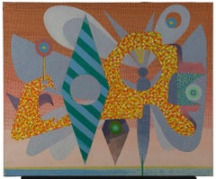 Géométries roses - Peinture sur toile de Leo Guida - 1970