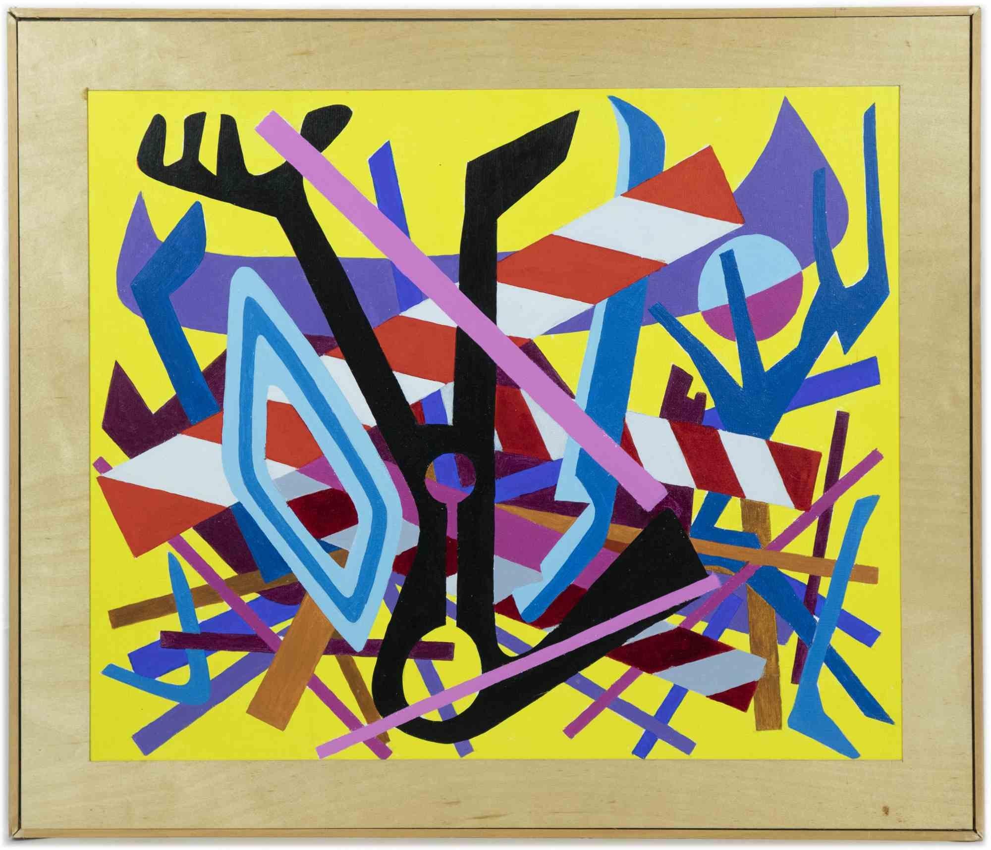 Abstract composition is an original contemporary artwork realized by Leo Guida in 1970s

Mixed colored tempera on plywood.

Leo Guida  (1992 - 2017). Sensitive to current issues, artistic movements and historical techniques, Leo Guida has been able