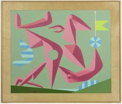 Abstraction in Pink - Painting by Leo Guida - 1970s