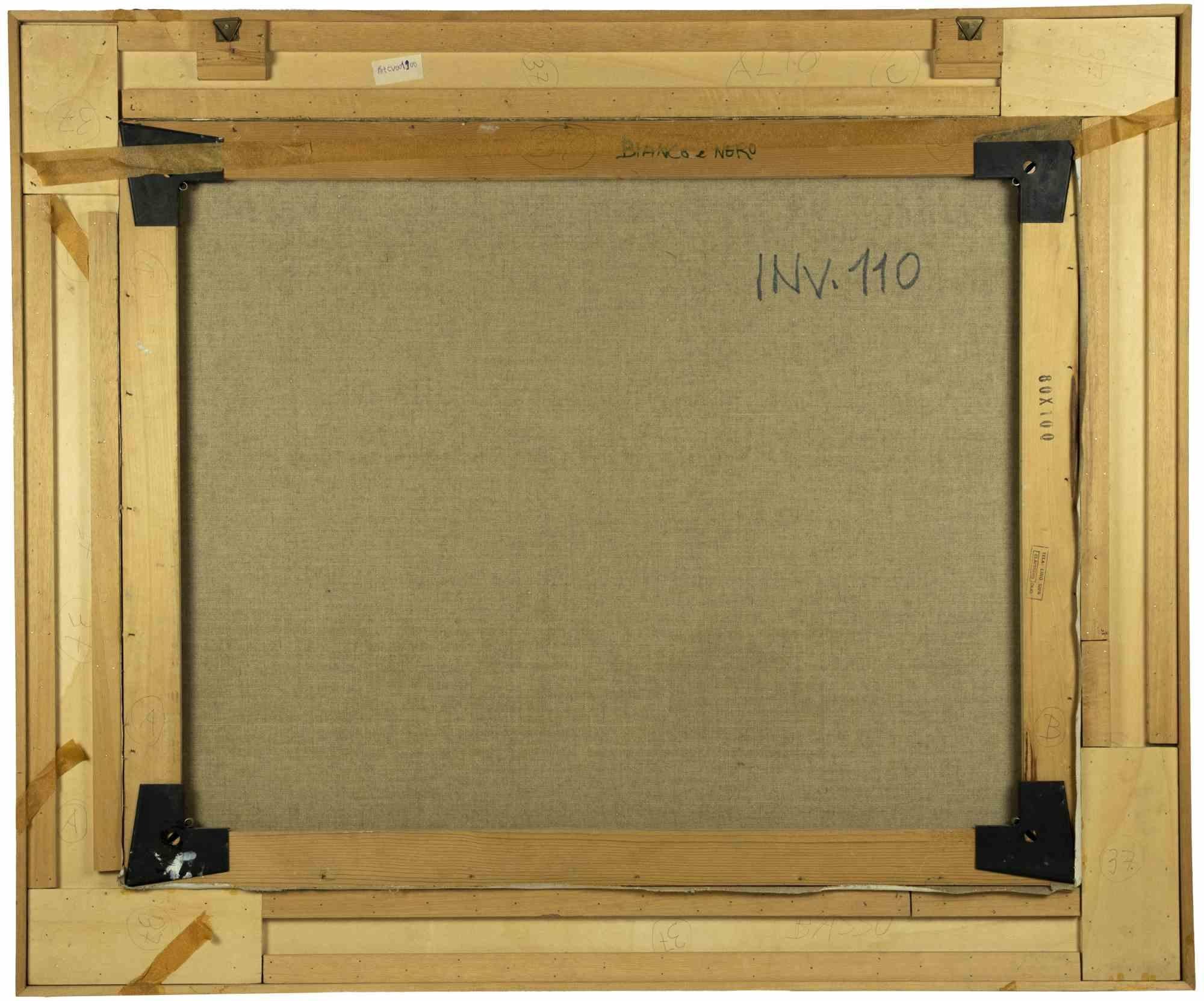 Blanco y negro - Pintura al óleo de Leo Guida - Años 70 en venta 2