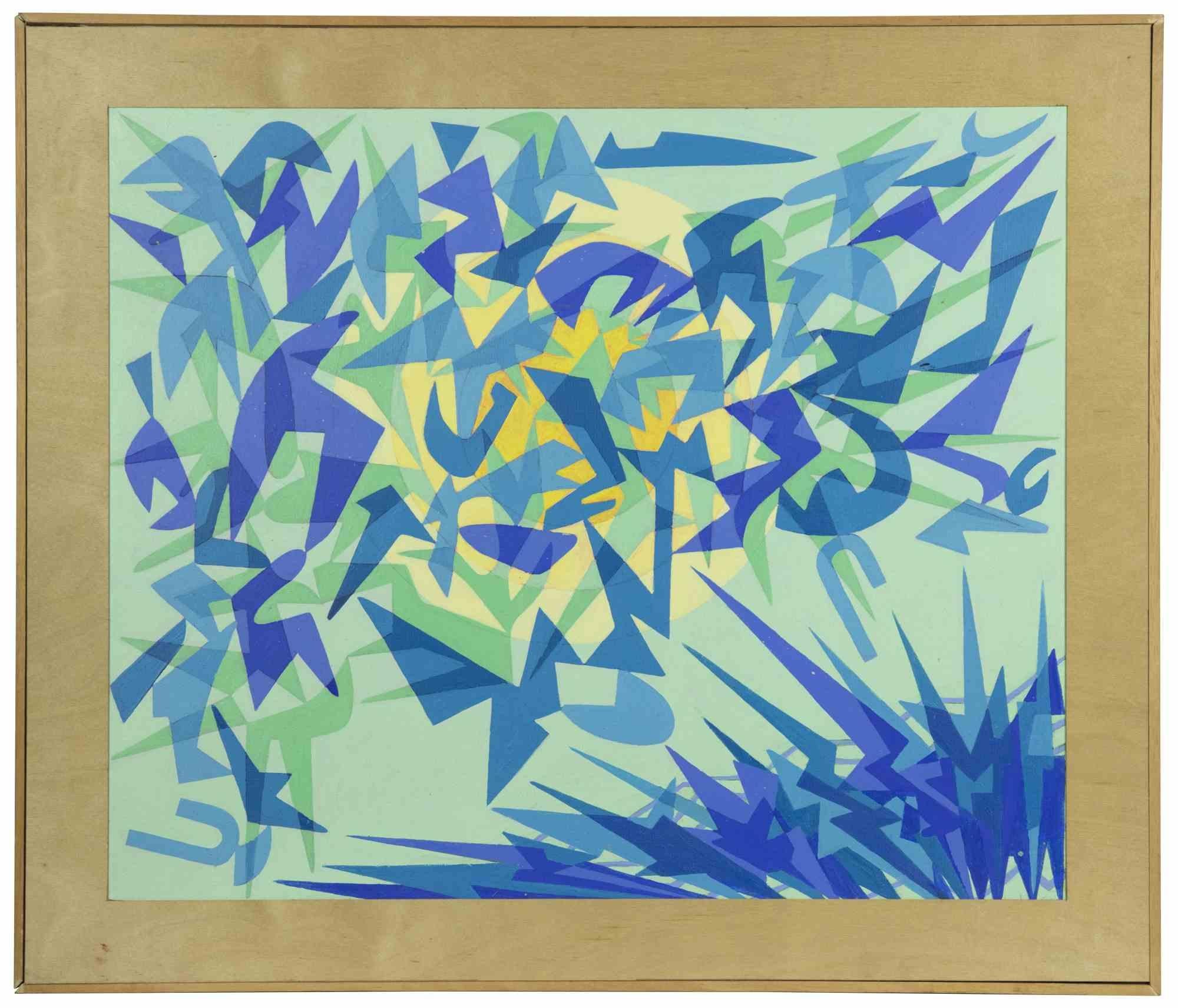 Explosion bleue - Peinture de Leo Guida - 1970