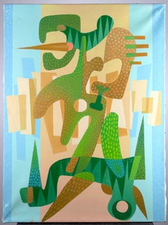 Cactus - Acrylic on canvas by Leo Guida - 1980s