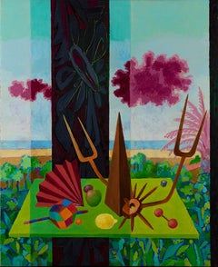 Finestra con Natura Morta - OIl Paint by Leo Guida - 1970s