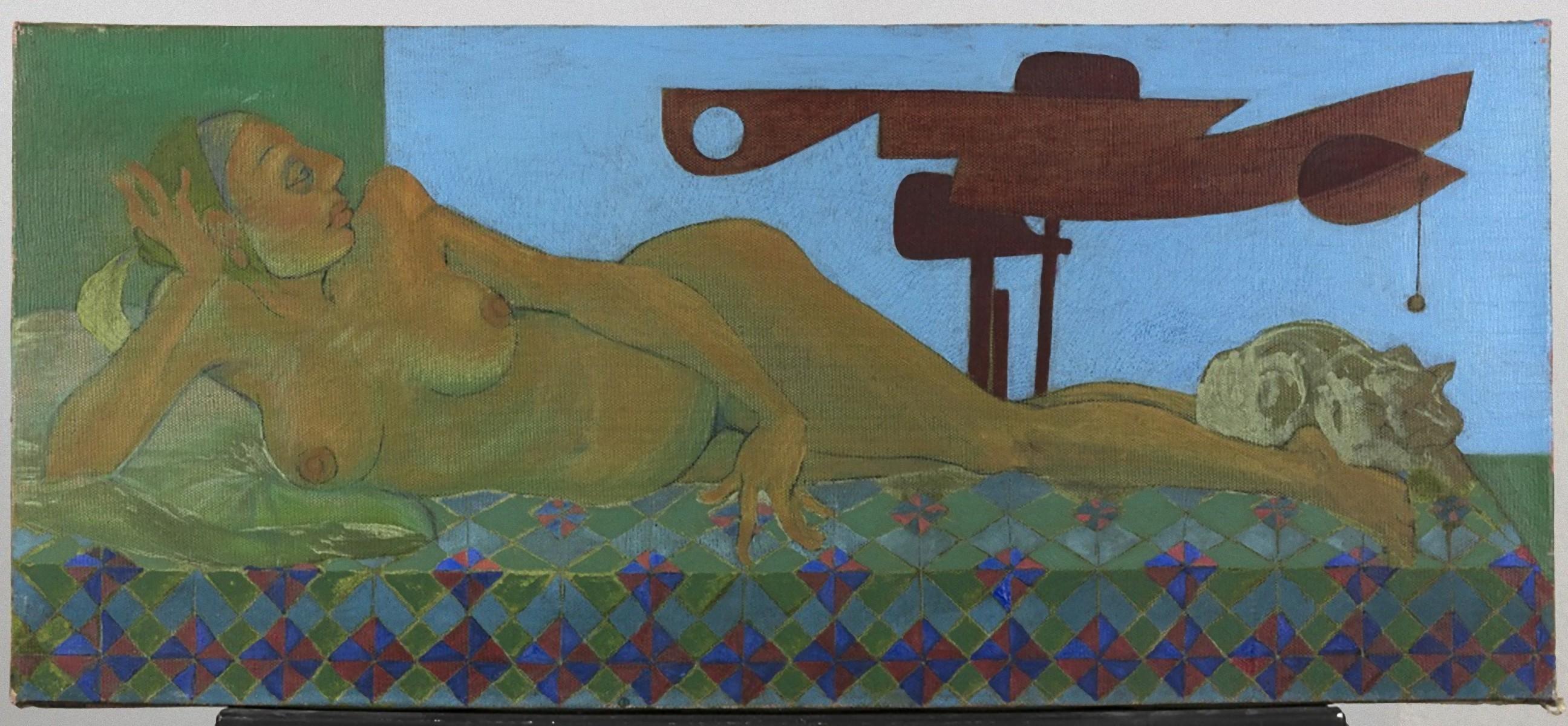 Lying Nude with Signals 1 (Titre original : Nudo disteso con segnali 1) est une œuvre d'art originale contemporaine réalisée en 1988 par l'artiste italien Leo Guida (1992 - 2017).

Huile originale sur toile. 

Dimensions totales : cm 30 x 70.

Très