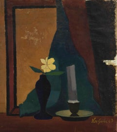 Still Life - Original Oil Paint on Canvas by Leo Guida - 1960s