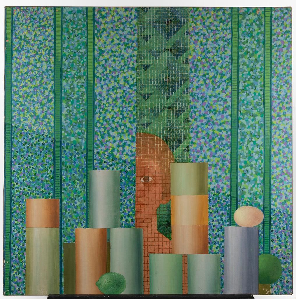 Mercado callejero - Pintura al óleo sobre lienzo de Leo Guida - 1983 en venta 1
