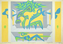 Théâtre avec signes 2 - Tempera de Leo Guida - 1986