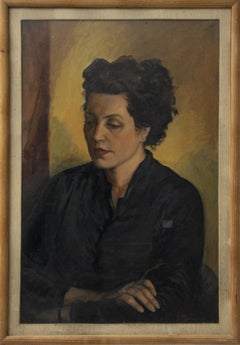 Thinking Woman - Original Oil on Panel by Leo Guida - 1951