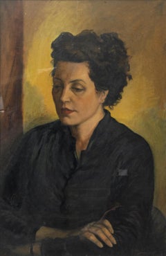 Thinking Woman - Original Oil on Panel by Leo Guida - 1951