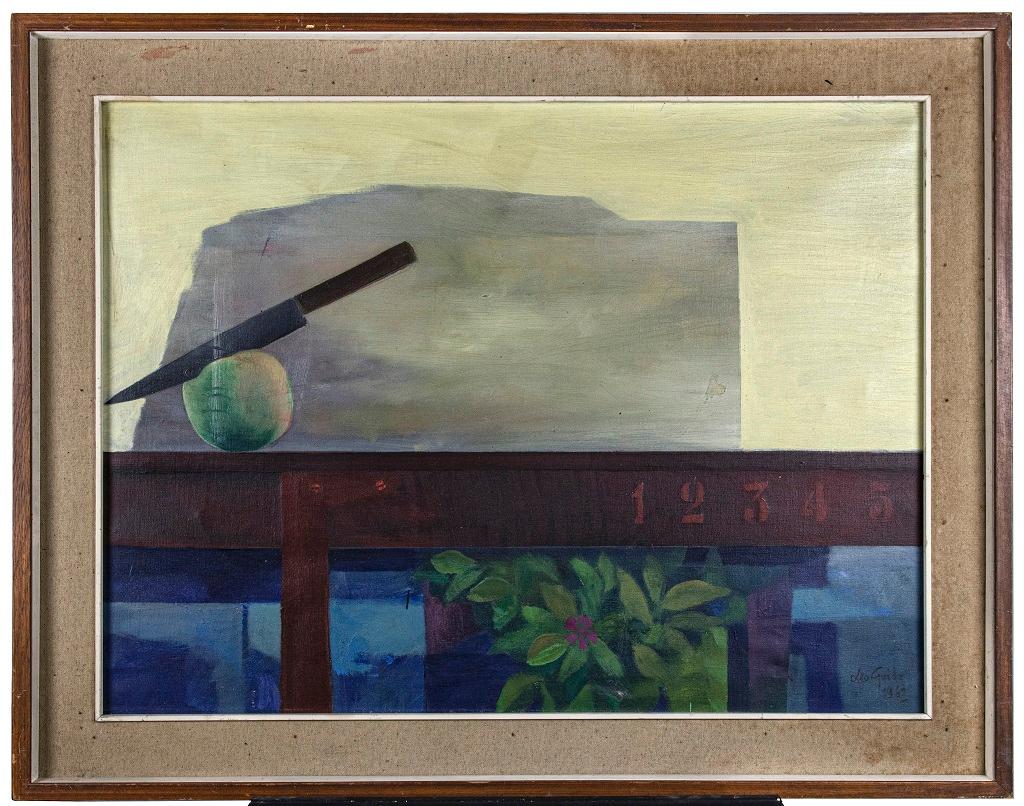 Senza titolo - Olio su tela di Leo Guida - 1962 in vendita 1
