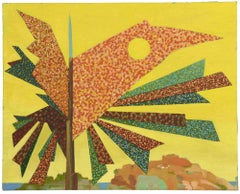 Gelbes Kompositionsgemlde  l auf Leinwand von Leo Guida  1970er Jahre