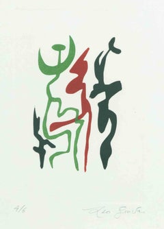 Abstrakte Komposition – Lithographie von Leo Guida – 1970er Jahre