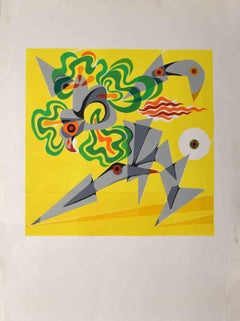  Abstract Composition - Original Lithograph by Leo Guida - 1970s