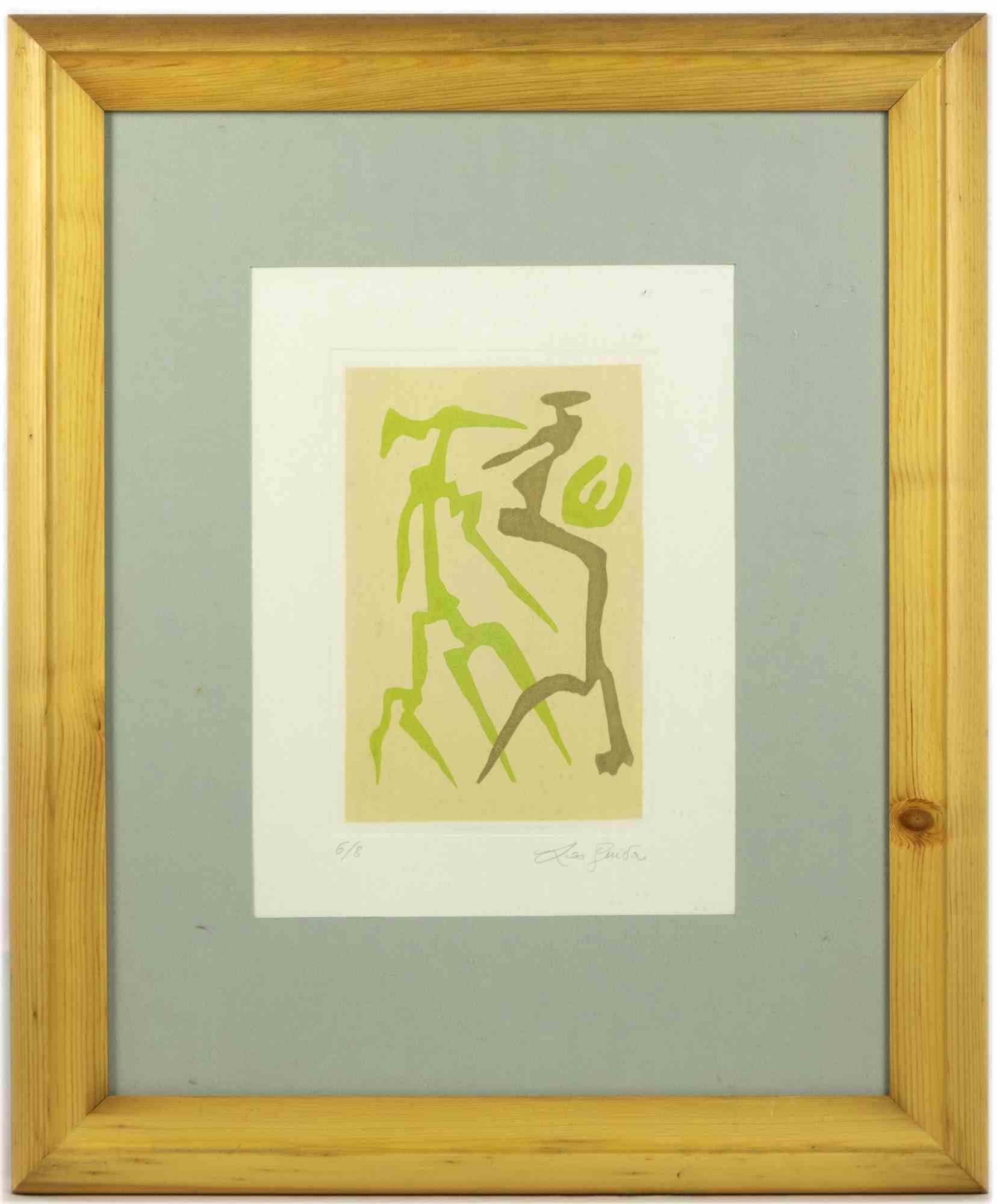 Abstract Figures - Etching by Leo Guida - 1970s For Sale 1