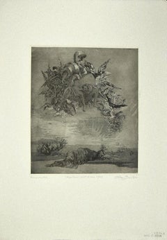 Apoteosi dell'eroe - Acquaforte originale su carta di Leo Guida - 1972