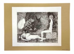 At The Same Time - Original Etching by Leo Guida - 1970s