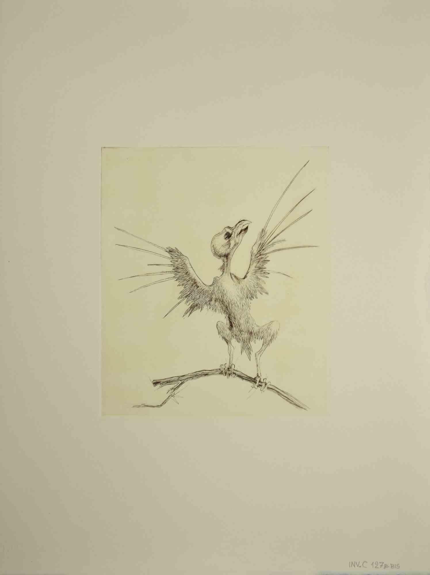 Bird is an original Contemporary artwork realized  in 1970  by the italian Contemporary artist  Leo Guida  (1992 - 2017).

Original black and white etching on ivory-colored cardboard.

Nicht unterzeichnet. 

In this artwork is represented a bird.