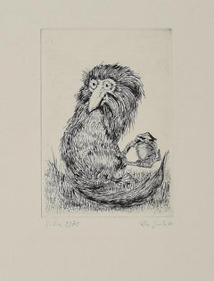 Bird - Etching on Paper by Leo Guida - 1970
